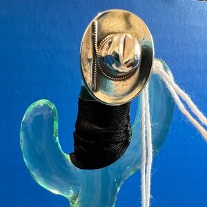 Vintage-Sterling silver cowboy hat ring-size 5 -very unique